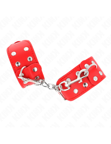 KINK - BRACCIALI CON DOPPIA LINEA DI BORCHIE REGOLABILI ROSSO