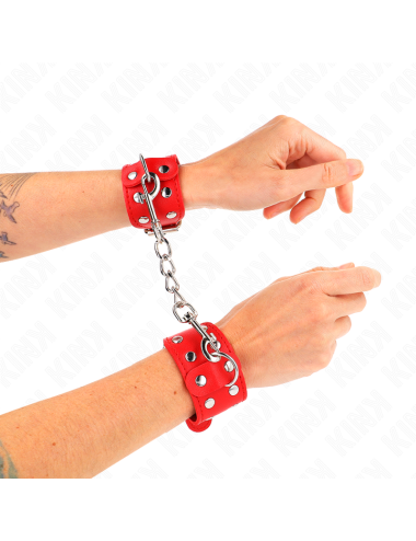 KINK - BRACCIALI CON DOPPIA LINEA DI BORCHIE REGOLABILI ROSSO