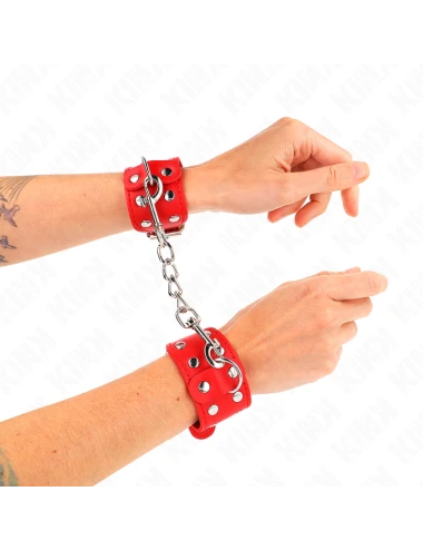 KINK - BRACCIALI CON DOPPIA LINEA DI BORCHIE REGOLABILI ROSSO