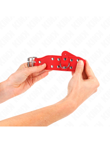 KINK - BRACCIALI CON DOPPIA LINEA DI BORCHIE REGOLABILI ROSSO