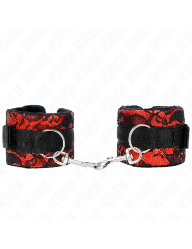 KINK - POLSO CORTO IN PIZZO DI VELLUTO E FASCIA IN NYLON ROSSO / NERO 23 X 6