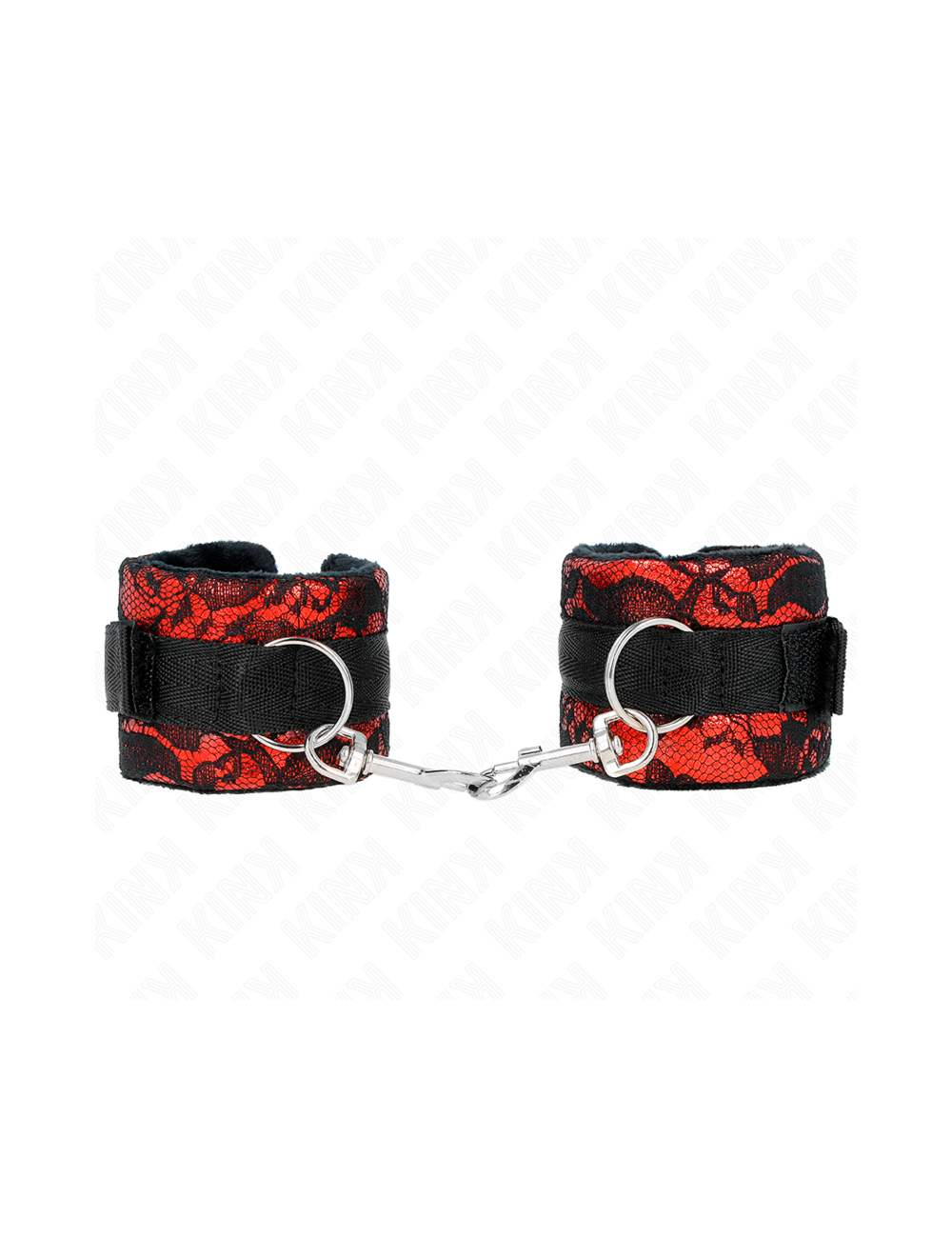 KINK - POLSO CORTO IN PIZZO DI VELLUTO E FASCIA IN NYLON ROSSO / NERO 23 X 6