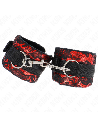 KINK - POLSO CORTO IN PIZZO DI VELLUTO E FASCIA IN NYLON ROSSO / NERO 23 X 6