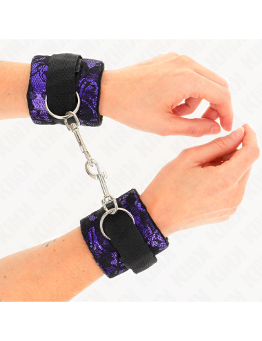 KINK - RESISTENZA DA POLSO CORTA IN PIZZO DI VELLUTO E FASCIA IN NYLON VIOLA/NERO 23 X 6