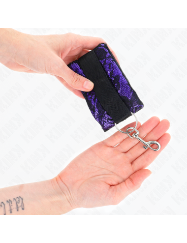 KINK - RESISTENZA DA POLSO CORTA IN PIZZO DI VELLUTO E FASCIA IN NYLON VIOLA/NERO 23 X 6,5 CM