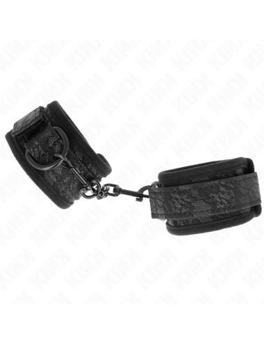 KINK - POLSI RICOPERTI DI PIZZO SCURO IN NEOPRENE REGOLABILE NERO 20-29 CM X 5 CM