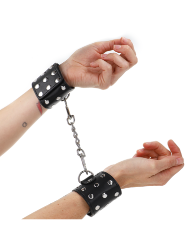 KINK - RESISTENZA DA POLSO CON CHIUSURA A SCATTO COMPLETA DI RIVETTI NERA REGOLABILE 19-24 CM X 5