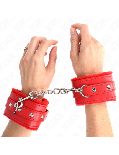 KINK - POGGIPOLSI PREMIUM IMBOTTITI IN PELLICCIA ROSSI CON CINTURA ROSSA REGOLABILE 17-29 CM X 6 CM