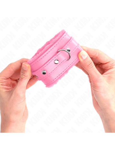 KINK - POGGIPOLSI PREMIUM RIVESTITI IN PELLICCIA ROSA CON CINTURA ROSA REGOLABILE 17-29 CM X 6 CM
