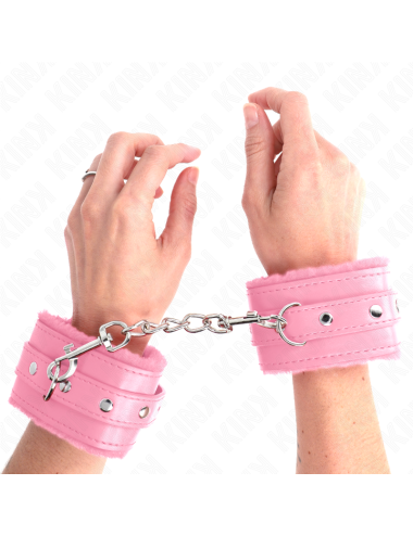 KINK - POGGIPOLSI PREMIUM RIVESTITI IN PELLICCIA ROSA CON CINTURA ROSA REGOLABILE 17-29 CM X 6 CM