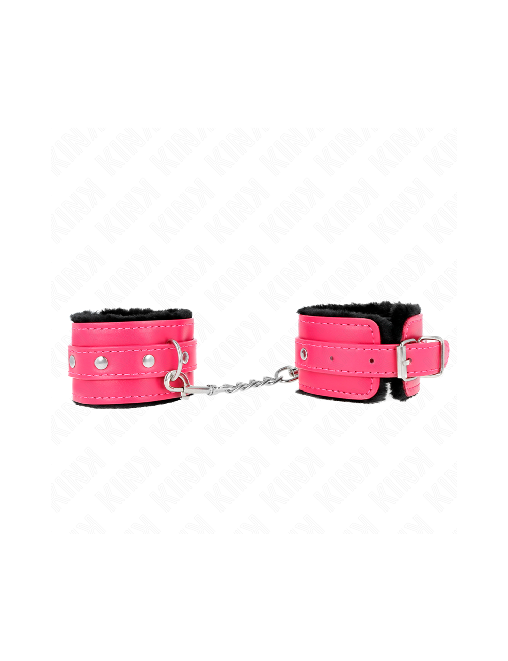 KINK - POGGIPOLSI PREMIUM FODERATI IN PELLICCIA NERI CON CINTURA ROSA LAMPONE REGOLABILE 17-29 CM X 6 CM