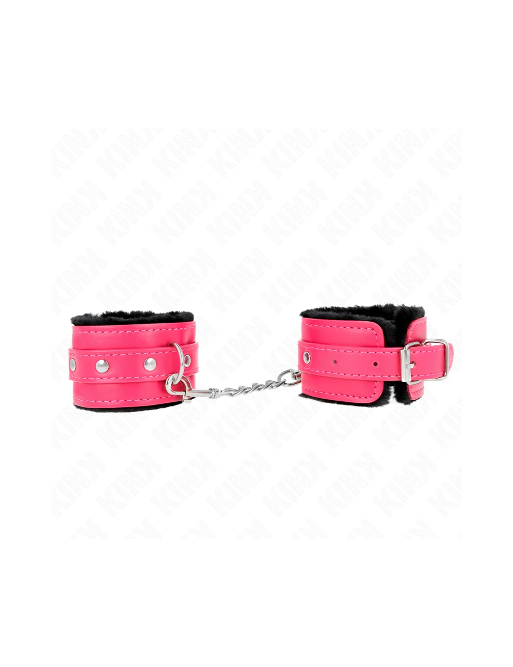 KINK - POGGIPOLSI PREMIUM FODERATI IN PELLICCIA NERI CON CINTURA ROSA LAMPONE REGOLABILE 17-29 CM X 6 CM