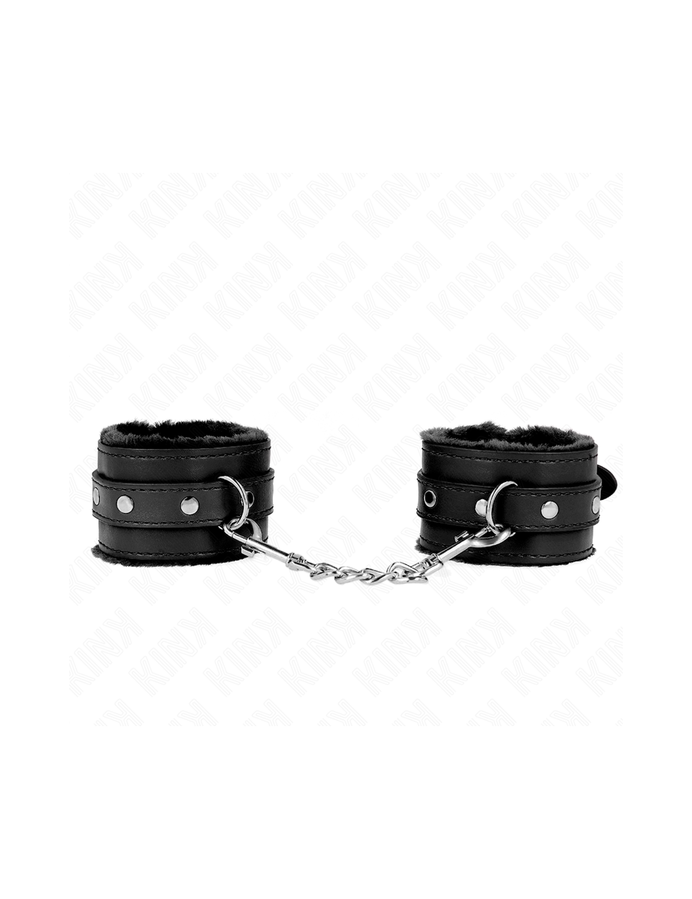 KINK - RESISTENZA DA POLSO PREMIUM FODERATA IN PELLICCIA NERA CON CINTURA NERA REGOLABILE 17-29 CM X 6 CM