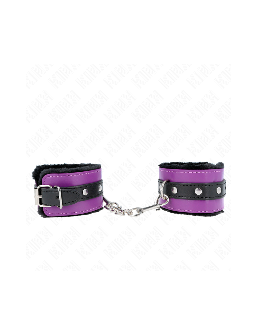 KINK - POGGIPOLSI PREMIUM FODERATI IN PELLICCIA NERI CON CINTURA VIOLA/NERA REGOLABILE 17-29 CM X 6 CM