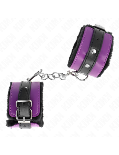 KINK - POGGIPOLSI PREMIUM FODERATI IN PELLICCIA NERI CON CINTURA VIOLA/NERA REGOLABILE 17-29 CM X 6 CM