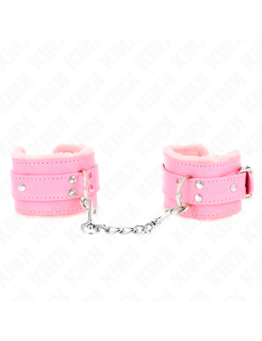 KINK - RESISTENZA DA POLSO IMBOTTITA IN PELLICCIA ROSA CON CINTURA ROSA REGOLABILE 17-29 CM X 6 CM
