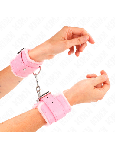 KINK - RESISTENZA DA POLSO IMBOTTITA IN PELLICCIA ROSA CON CINTURA ROSA REGOLABILE 17-29 CM X 6 CM
