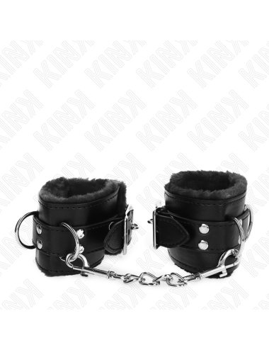 KINK - RESISTENZA DA POLSO IMBOTTITA IN PELLICCIA NERA CON CINTURA NERA REGOLABILE 17-29 CM X 6 CM