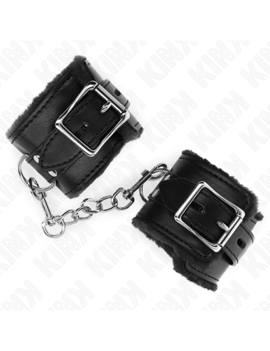 KINK - RESISTENZA DA POLSO IMBOTTITA IN PELLICCIA NERA CON CINTURA NERA REGOLABILE 17-29 CM X 6 CM