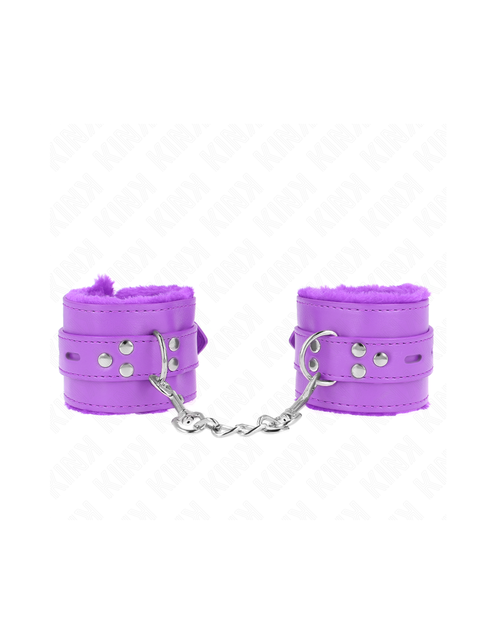 KINK - POLSINI IMBOTTITI IN PELLICCIA CON FORI QUADRI VIOLA E CINTURA VIOLA REGOLABILE 17-29 CM X 6 CM