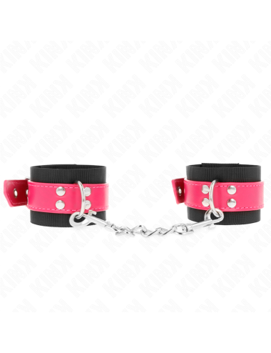 KINK - RESISTENZA DA POLSO IN NYLON NERO CON CINTURA IN SIMILPELLE ROSA LAMPONE REGOLABILE 19-29 CM X 5