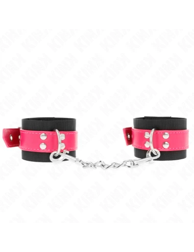 KINK - RESISTENZA DA POLSO IN NYLON NERO CON CINTURA IN SIMILPELLE ROSA LAMPONE REGOLABILE 19-29 CM X 5