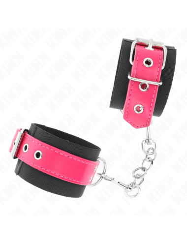 KINK - RESISTENZA DA POLSO IN NYLON NERO CON CINTURA IN SIMILPELLE ROSA LAMPONE REGOLABILE 19-29 CM X 5