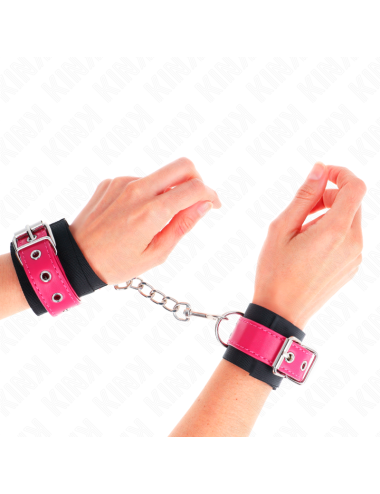 KINK - RESISTENZA DA POLSO IN NYLON NERO CON CINTURA IN SIMILPELLE ROSA LAMPONE REGOLABILE 19-29 CM X 5,1 CM