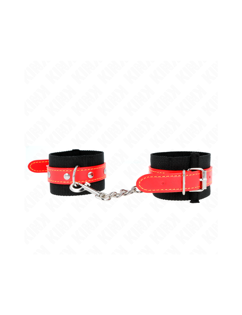 KINK - RESISTENZA DA POLSO IN NYLON NERO CON SIMILPELLE ROSSO REGOLABILE 19-24 CM X 5