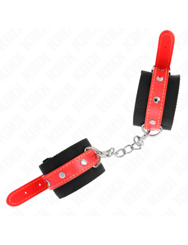 KINK - RESISTENZA DA POLSO IN NYLON NERO CON SIMILPELLE ROSSO REGOLABILE 19-24 CM X 5