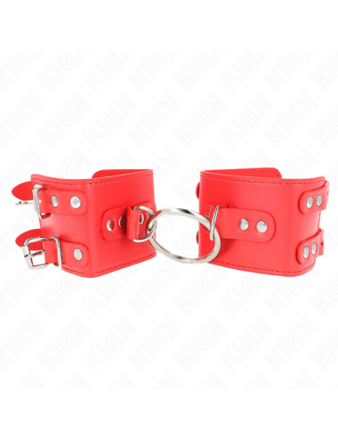 KINK - POLSO FISSO CON ANELLO E BORCHIE REGOLABILE ROSSO 17-22 CM X 6