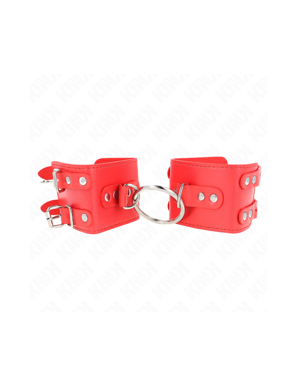 KINK - POLSO FISSO CON ANELLO E BORCHIE REGOLABILE ROSSO 17-22 CM X 6