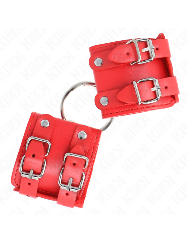 KINK - POLSO FISSO CON ANELLO E BORCHIE REGOLABILE ROSSO 17-22 CM X 6
