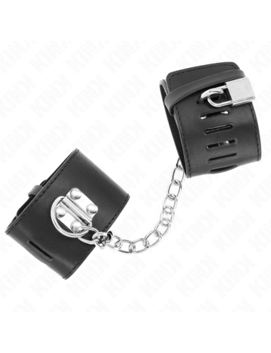 KINK - POLSO FISSO CON CATENA 30 CM E CHIUSURA LUCCHETTO NERO REGOLABILE 16-23 CM X 5