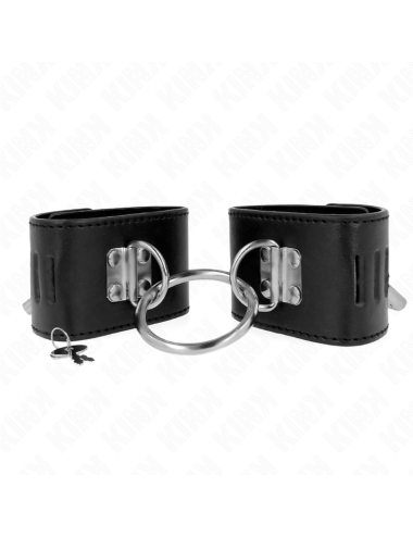 KINK - POLSO FISSO CON CHIUSURA AD ANELLO E LUCCHETTO NERO REGOLABILE 16-23 CM X 5