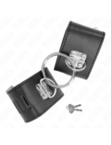 KINK - POLSO FISSO CON CHIUSURA AD ANELLO E LUCCHETTO NERO REGOLABILE 16-23 CM X 5