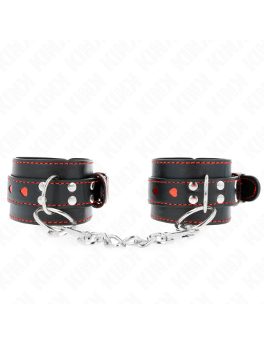 KINK - POLSO NERO CON INTARSIO CUORE ROSSO REGOLABILE 21-28 CM X 5