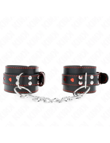 KINK - POLSO NERO CON INTARSIO CUORE ROSSO REGOLABILE 21-28 CM X 5