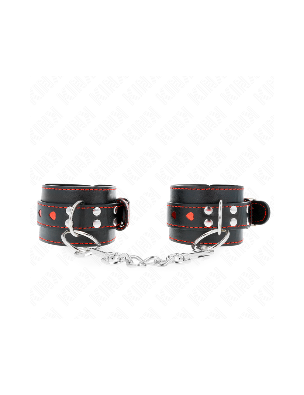 KINK - POLSO NERO CON INTARSIO CUORE ROSSO REGOLABILE 21-28 CM X 5