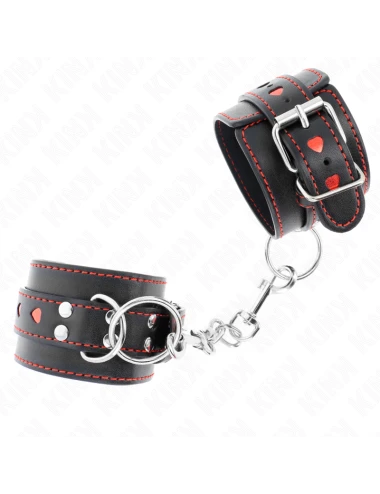 KINK - POLSO NERO CON INTARSIO CUORE ROSSO REGOLABILE 21-28 CM X 5