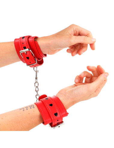 KINK - POLSO ROSSO CON INTARSIO A CUORE NERO REGOLABILE 21-28 CM X 5