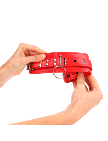 KINK - POLSO ROSSO CON INTARSIO A CUORE NERO REGOLABILE 21-28 CM X 5,5 CM
