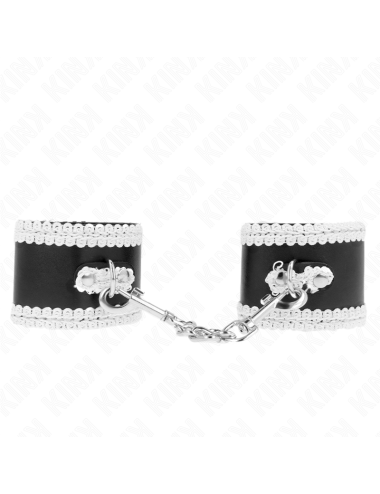 KINK - POLSO NERO CON PIZZO DECORATO BIANCO REGOLABILE 20-23 CM X 5