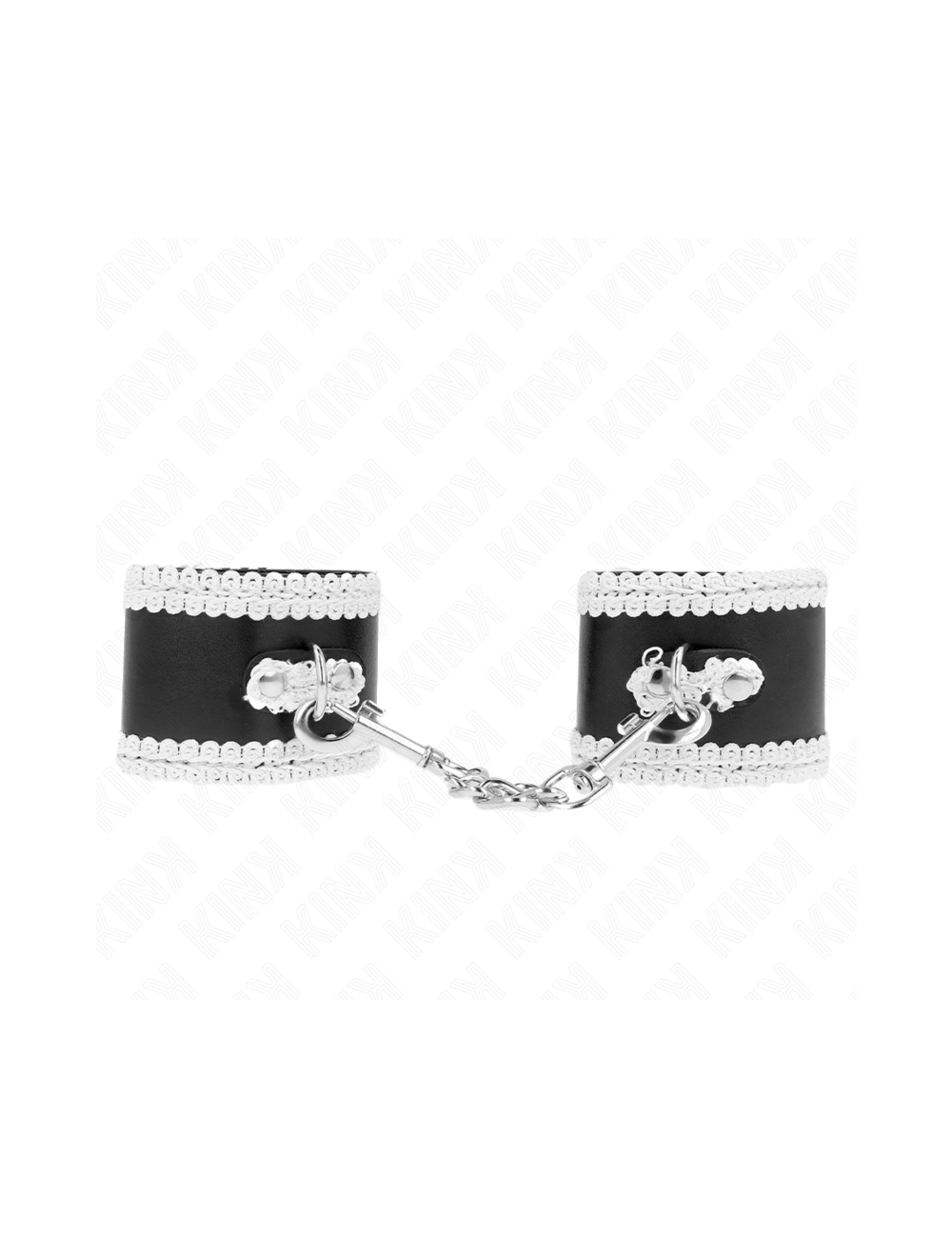 KINK - POLSO NERO CON PIZZO DECORATO BIANCO REGOLABILE 20-23 CM X 5