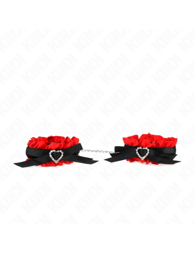 KINK - POLSO ELASTICO IN PIZZO DETTAGLI CUORE ROSSO REGOLABILE 22-35 CM