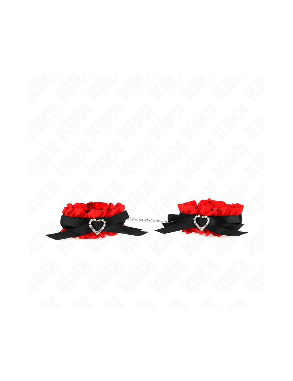 KINK - POLSO ELASTICO IN PIZZO DETTAGLI CUORE ROSSO REGOLABILE 22-35 CM