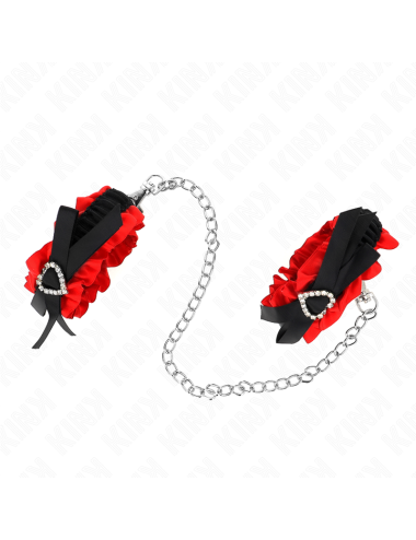 KINK - POLSO ELASTICO IN PIZZO DETTAGLI CUORE ROSSO REGOLABILE 22-35 CM