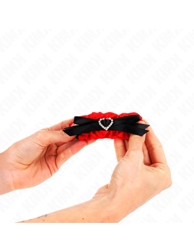 KINK - POLSO ELASTICO IN PIZZO DETTAGLI CUORE ROSSO REGOLABILE 22-35 CM