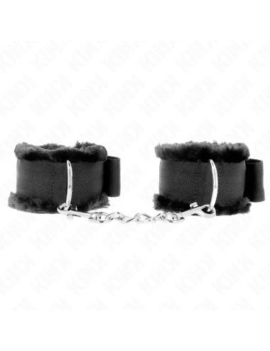 KINK - POGGIPOLSI FODERATI IN PELLICCIA NERI REGOLABILI 17-31 CM X 7 CM
