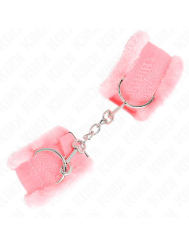 KINK - POGGIPOLSI FODERATI IN PELLICCIA ROSA REGOLABILE 17-31 CM X 7 CM